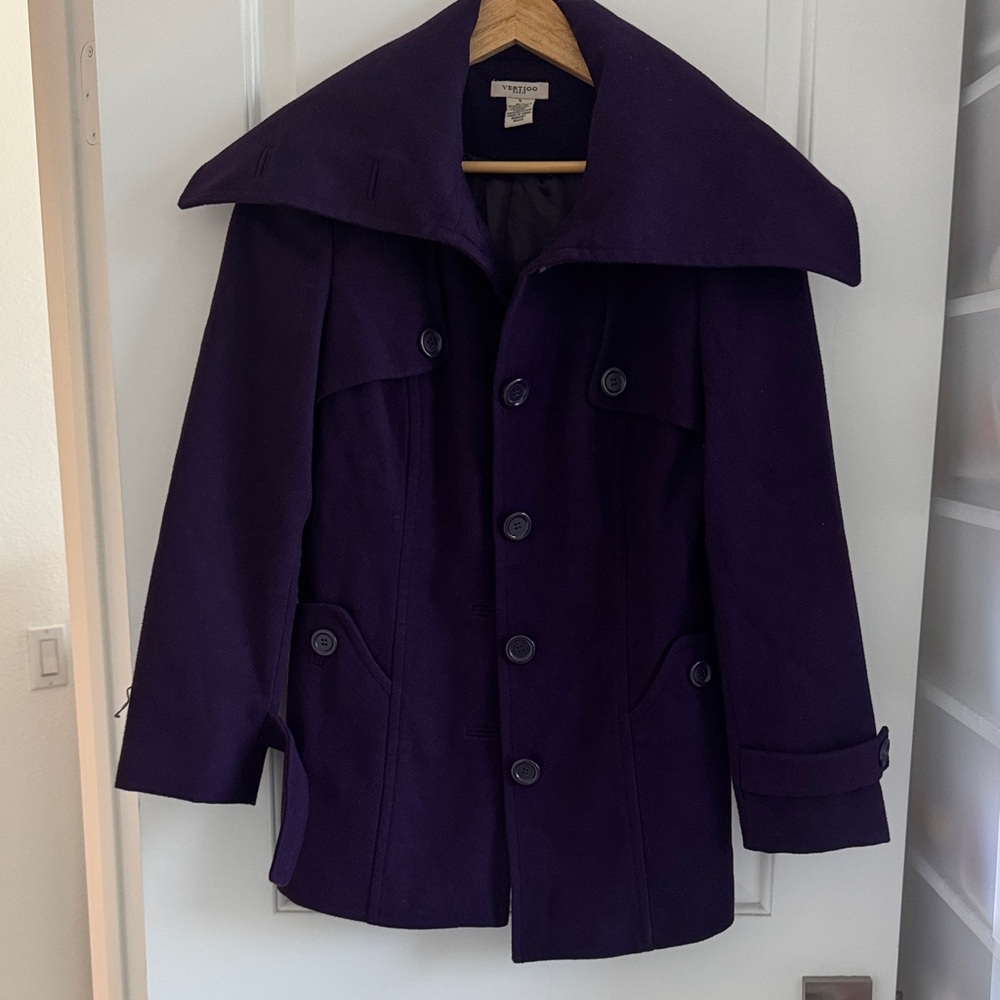 INC International Concepts Deep Purple Coat with Oversized Collar